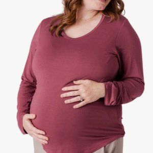 Kindred Bravely Women's Maroon Nursing & Maternity Long Sleeve T-shirt Size L